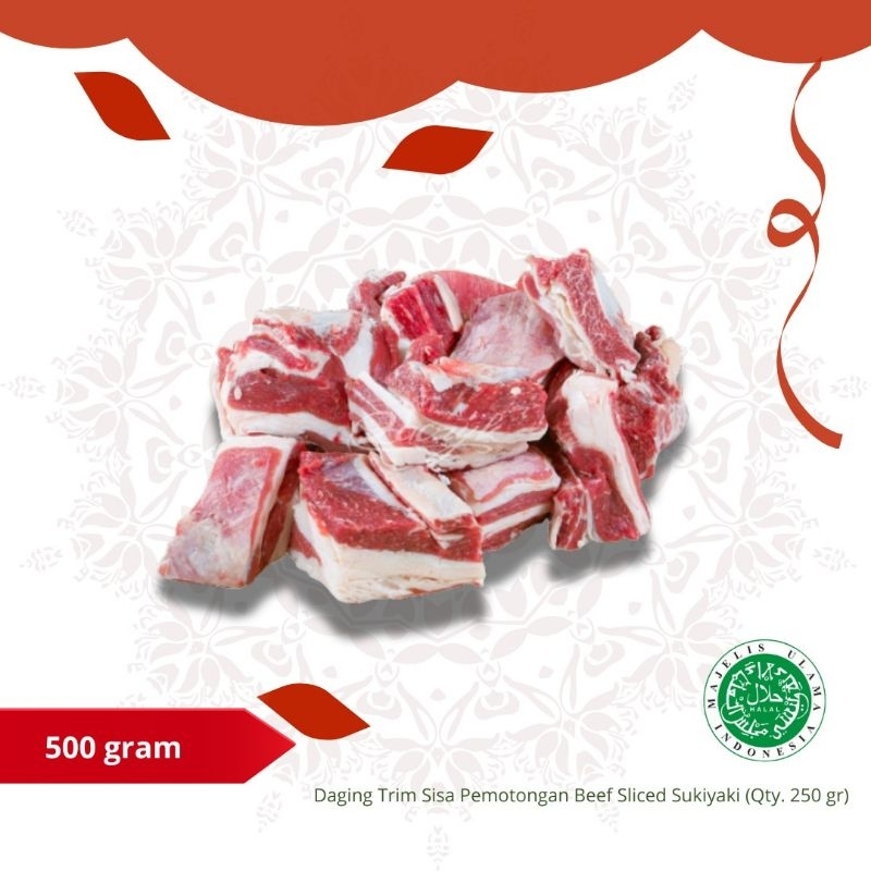 

Daging Trim Sisa Pemotongan Beef Sliced Sukiyaki - 500 gram