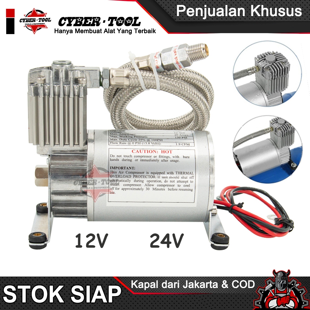 Motor Kompresor Angin telolet 12V 24V Universal Air Suspension Compressor 150psi Air Pump Portable