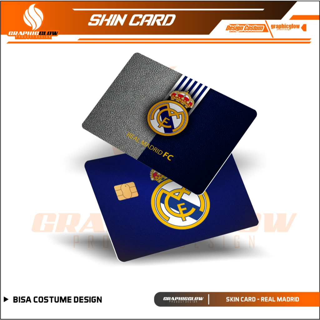 

LOGO REAL MADRID STIKER PELINDUNG KARTU SKIN CARD ATM SIM KTP E-MONEY STICKER LEM KUAT ANTI GORES