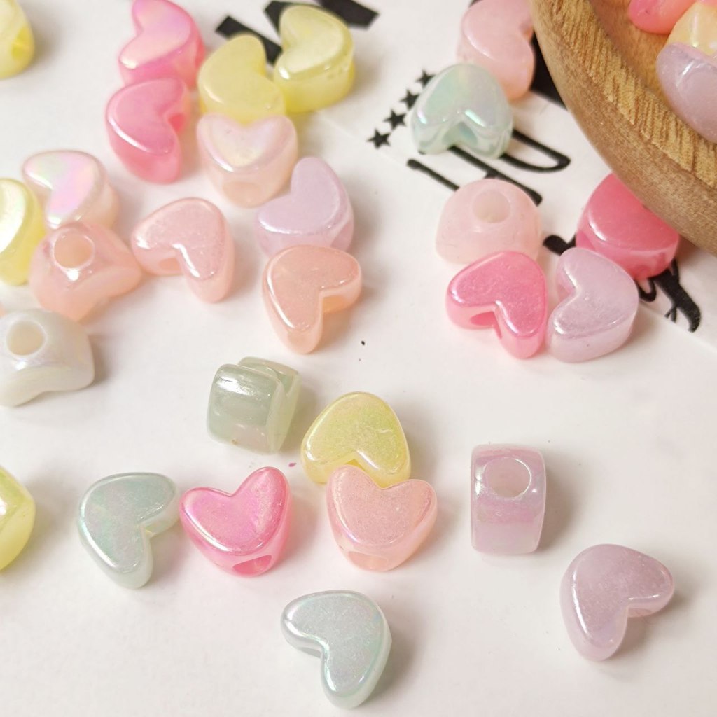 10 gr Manik JELLY LOVE FAT AB 1cm Pastel Ice Cream Hati UV Glossy Cinta Holo Hologram Kilap Kilat Ge