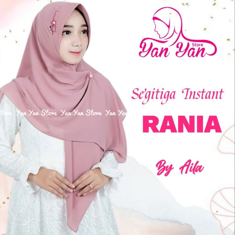 Original Rania Produk Segitiga Instant by Aila Hijab Modern Sekali Slup Handmade Sulam Payet Mutiara