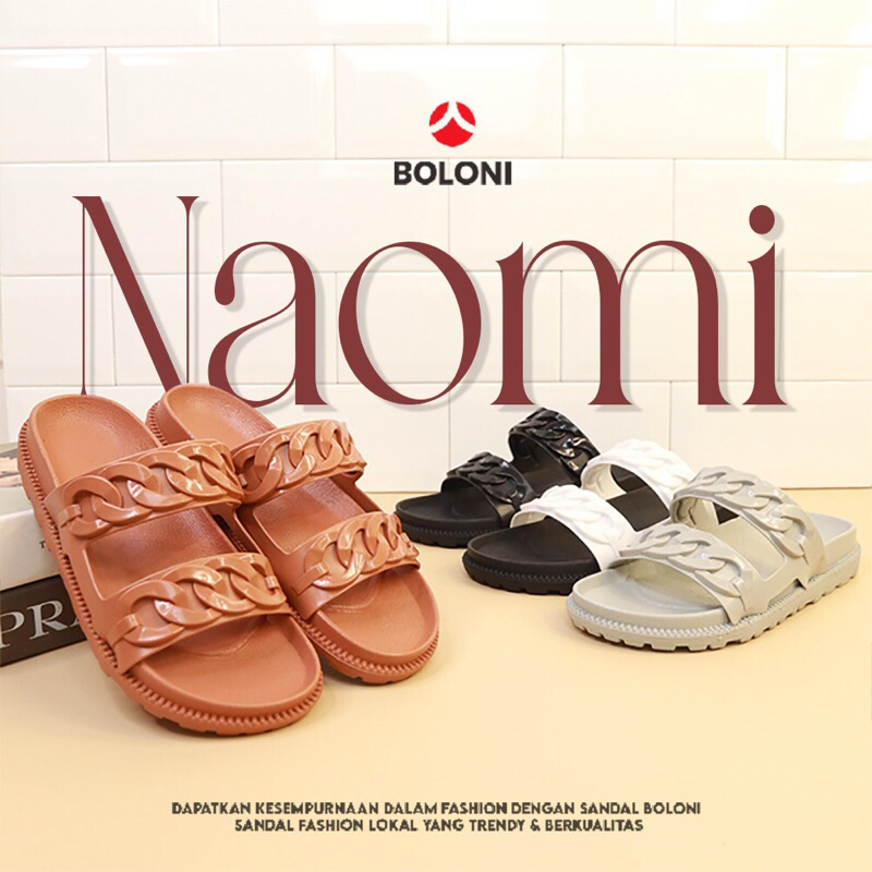 ( NAOMI ) SANDAL DOUBLE SLOP WANITA GESPER / BOLONI / SLOP WANITA