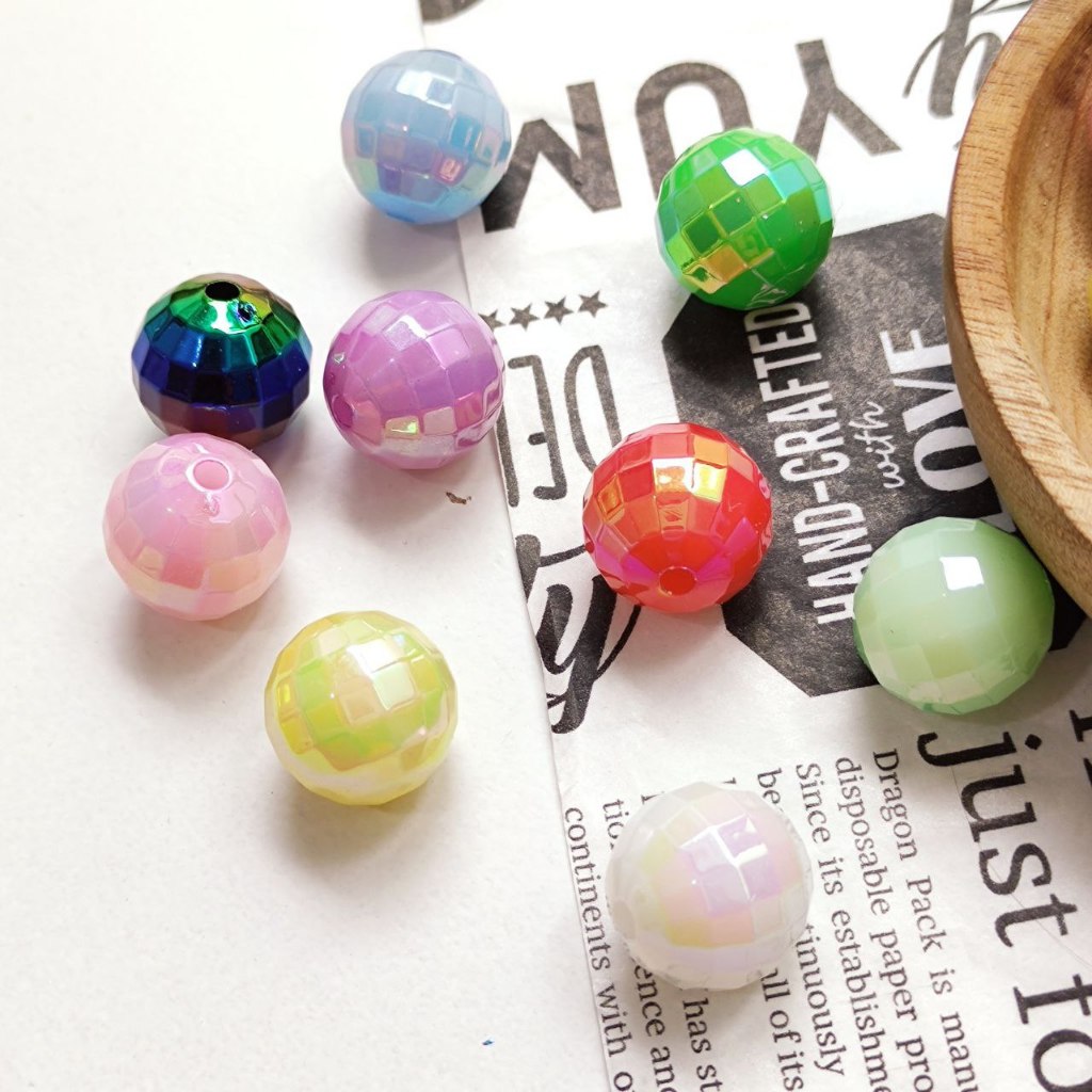4 pcs Manik BOLA DUNIA SOLID UV 16mm / Lampu Disco Disko / Boldun Bulat Parel Akrilik Holo Kilap Kil