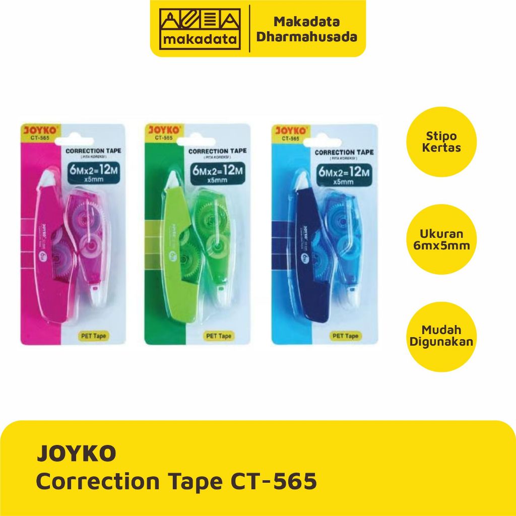 

CORRECTION TAPE | STIPO KERTAS JOYKO CT-565 6 METER BONUS REFILL (1 PCS)