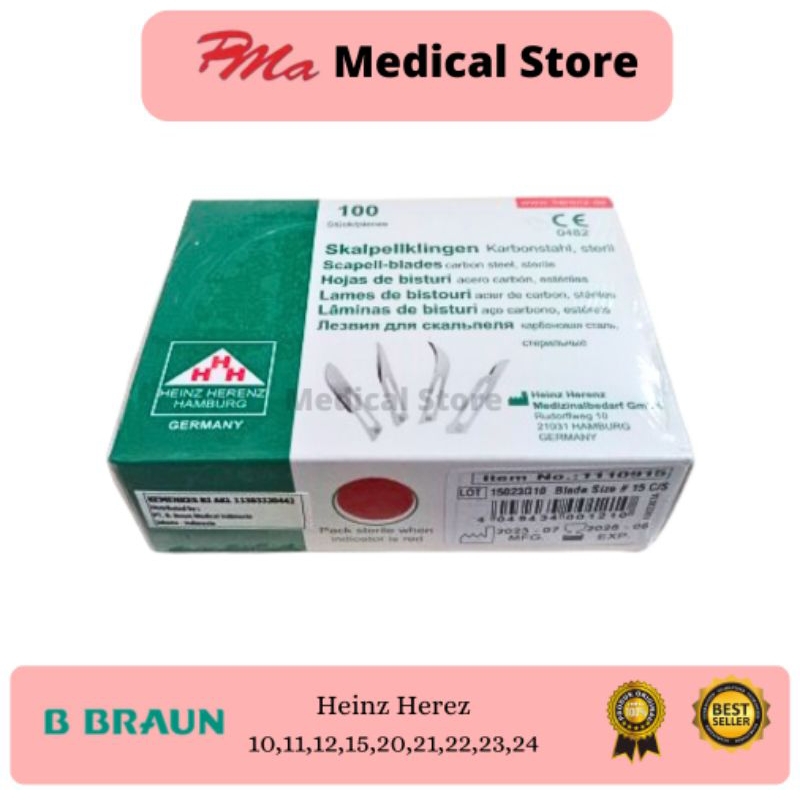 Bisturi Heinz Herenz No 10, 11, 12, 15, 20, 21, 22, 23, 24 Hamburg Pengganti merk BBraun Surgical Bl