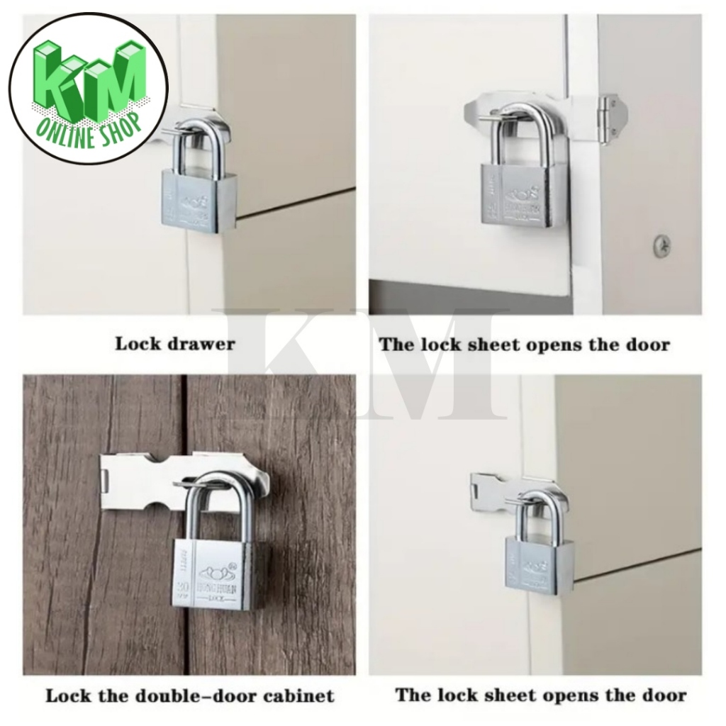 Overpal Plat 3 Inch Grendel Kunci Gembok Pintu Keamanan Stainless Steel — 9