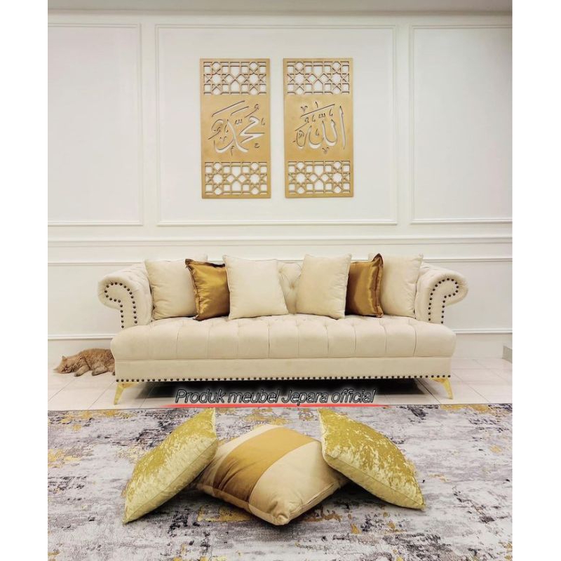 Sofa 3 seater rangka kayu jati