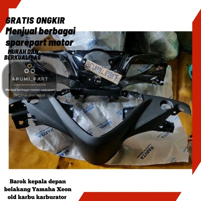 Cover batok kepala depan belakang Yamaha Xeon old karbu karbulator Hitam