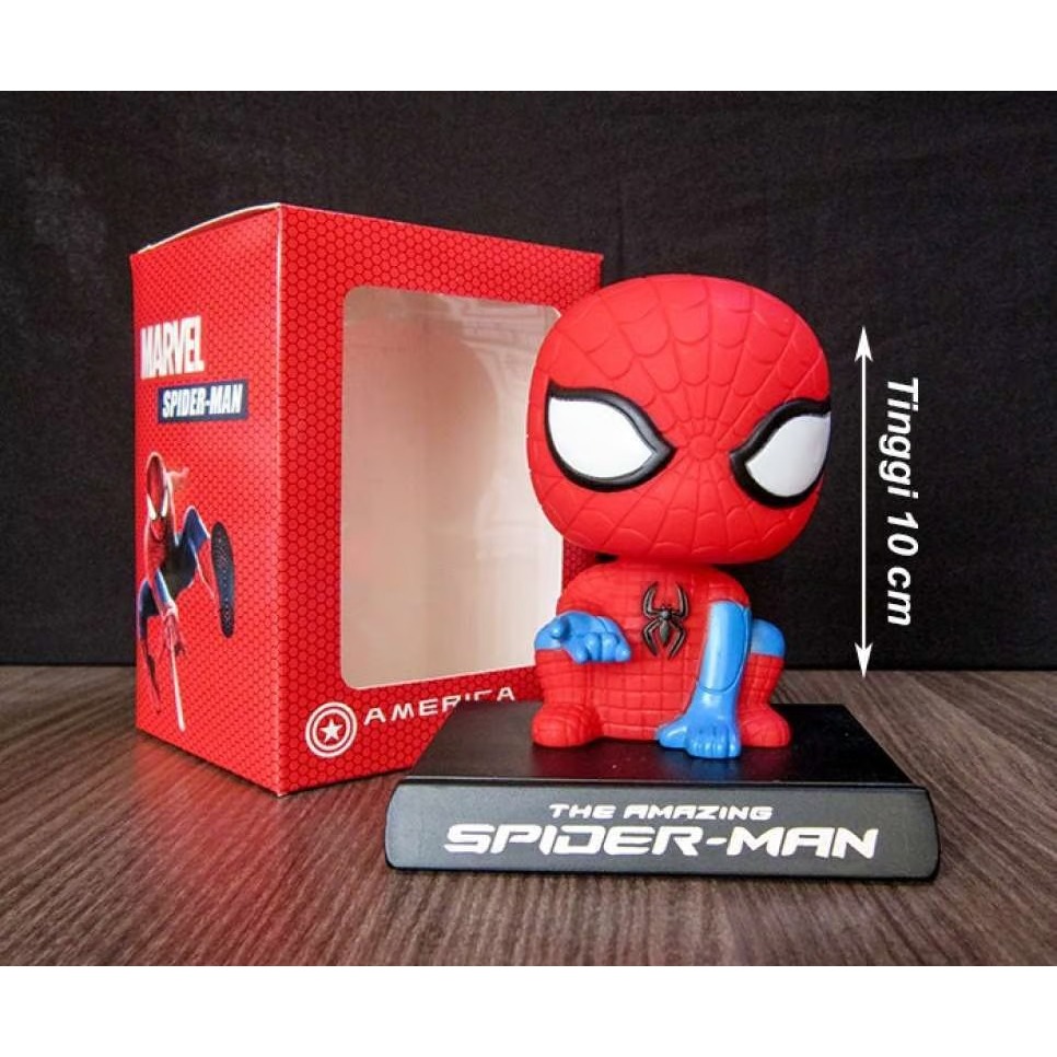 HIASAN MAINAN PAJANGAN MOBIL DASHBOARD KEPALA GOYANG SPIDERMAN FIGURE
