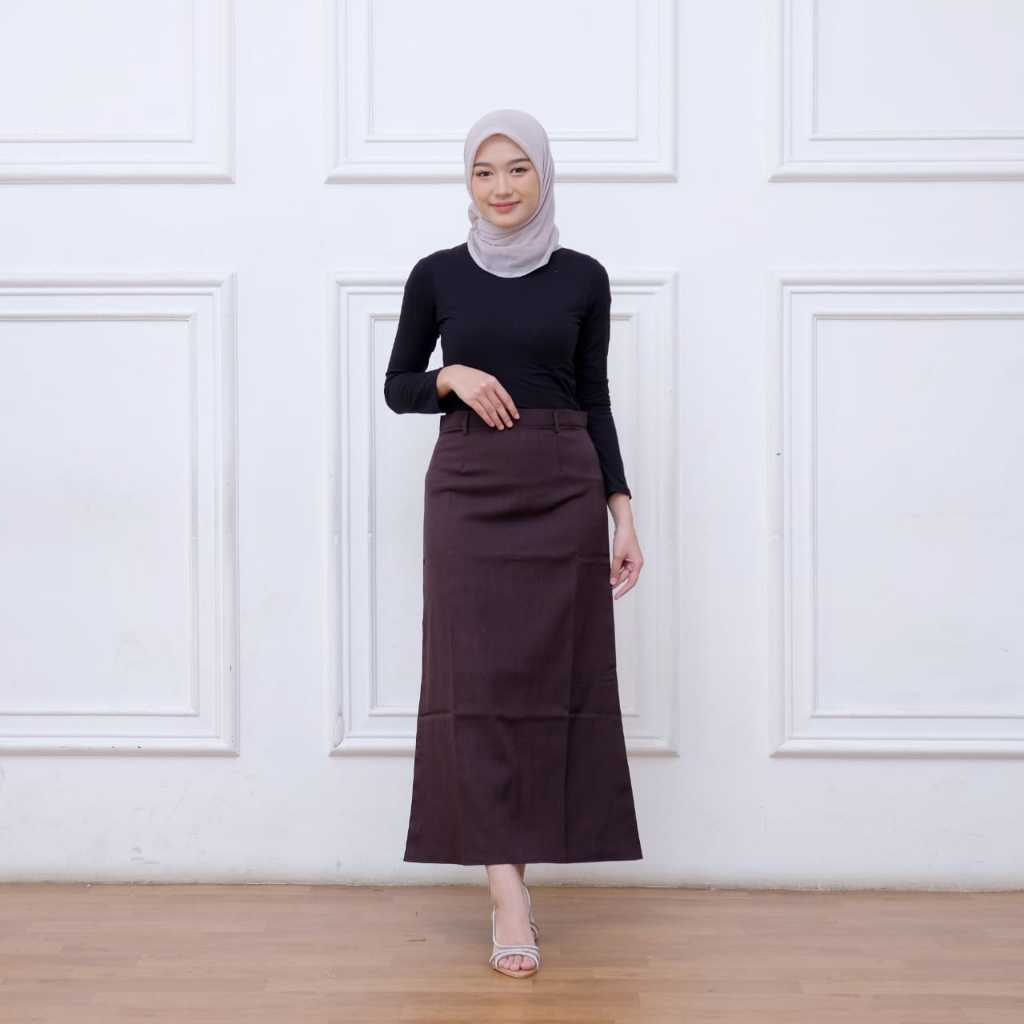 Rok kerja wanita panjang premium bawahan rok model A resleting rok guru kuliah formal termurah