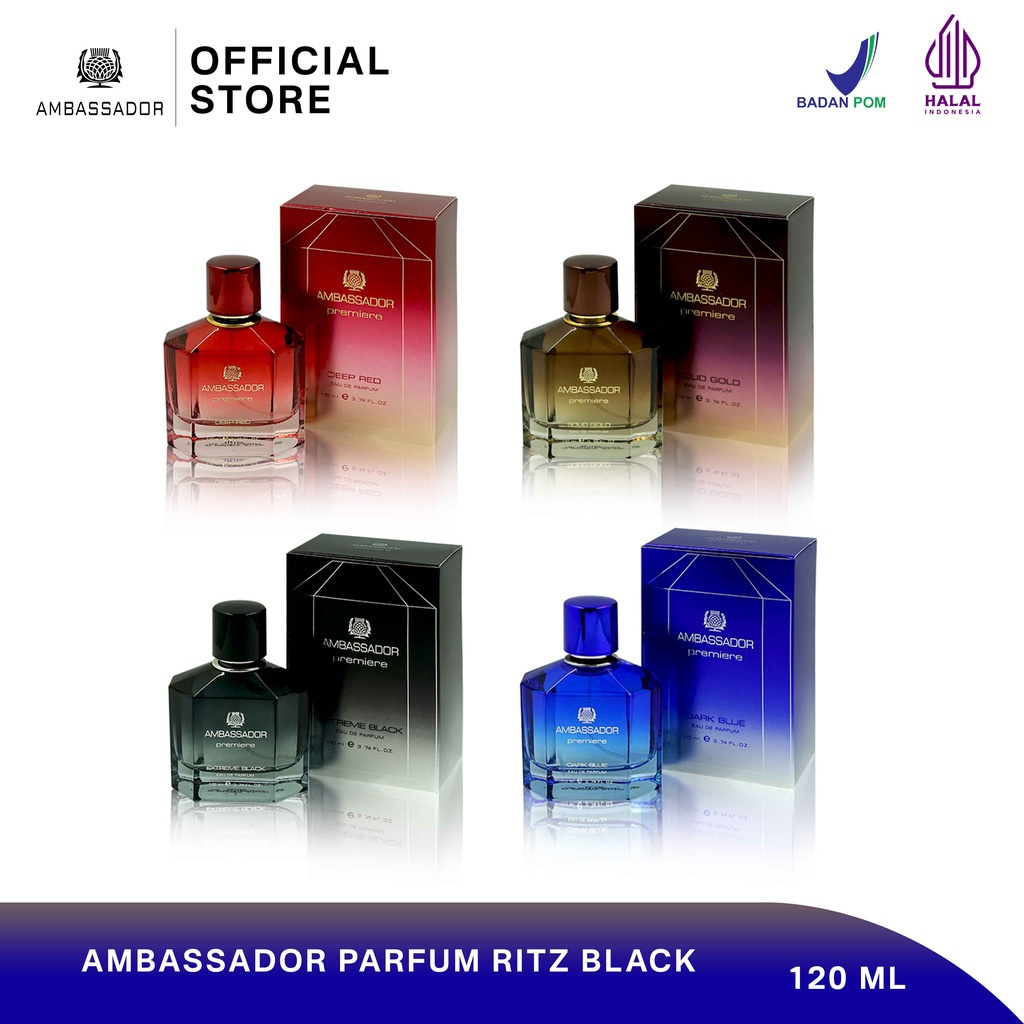 Ambassador Eau De Parfume Premiere Deep Red / Extreme Black / Solid Gold /  Dark Blue 110ml