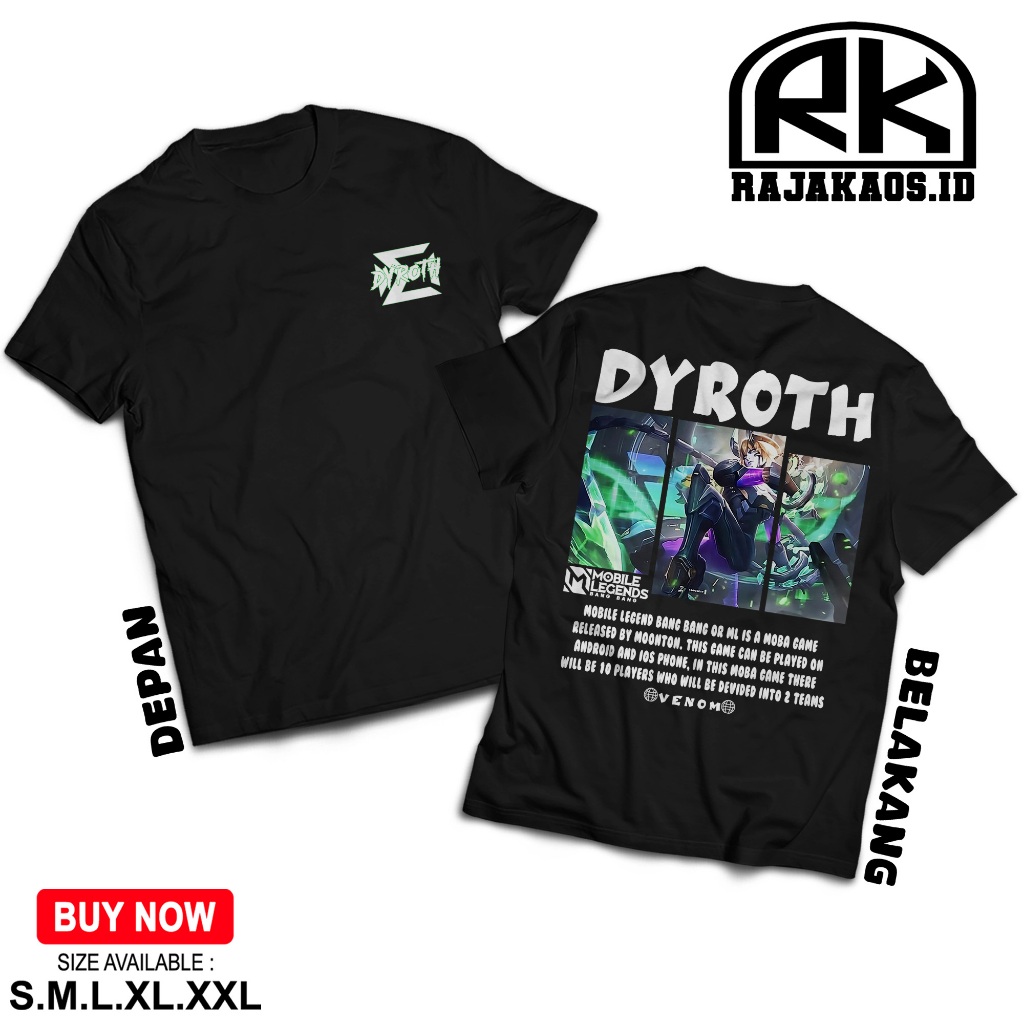 RAJA KAOS MOBILE LEGEND DYROTH FIGHTER - KAOS DYROTH FIGHTER - KAOS ML VIRAL - T-SHIRT PRIA - ATASAN