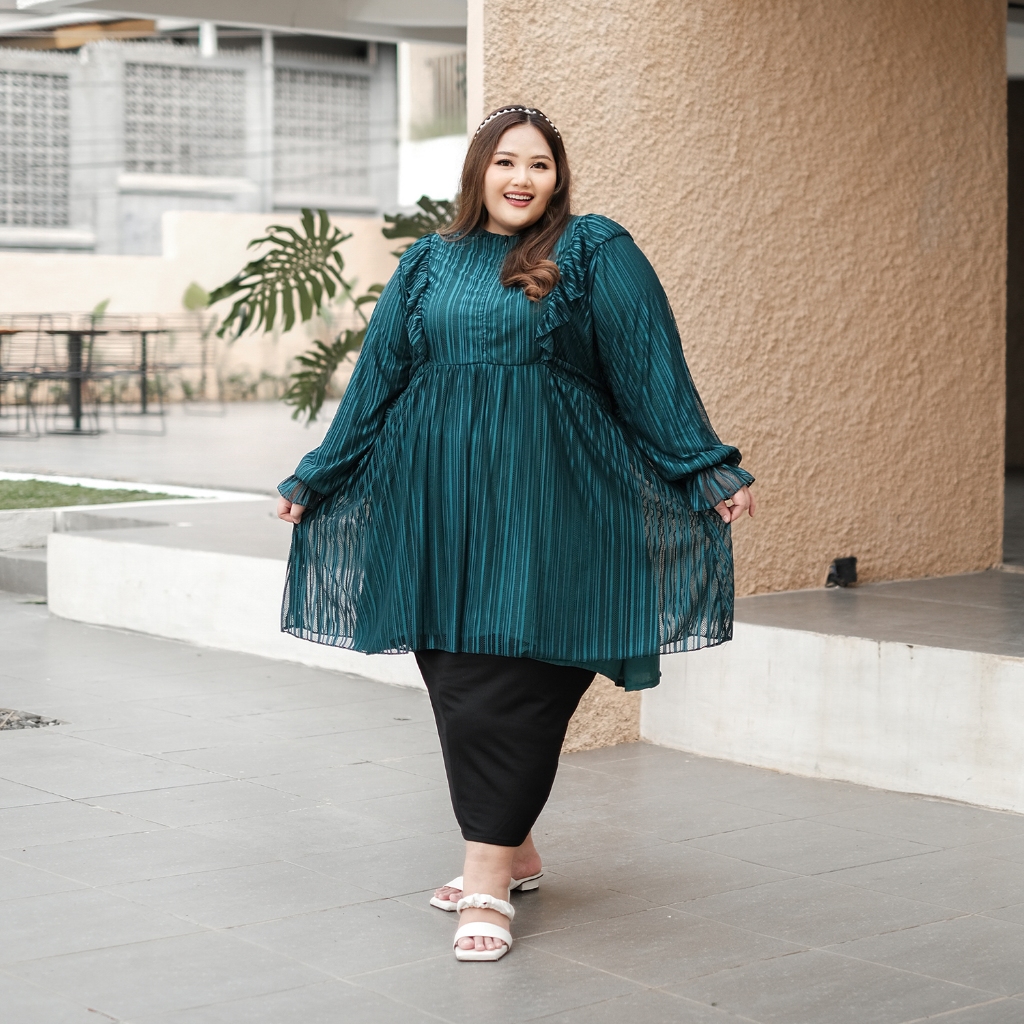 Bigissimo - Shakila Tunik | Atasan Midi Tunik Brukat Dress Big Size Jumbo