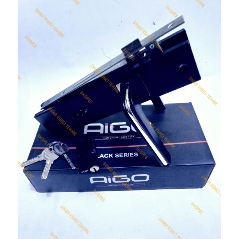 Kunci Pintu Besar Hitam 25cm APL-01 AIGO - Handle Pintu Besar Hitam