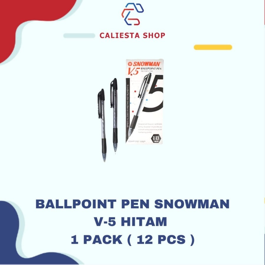 

Snowman Ballpoint Pen V-5 Hitam - 1 Pack ( 12 Pcs )