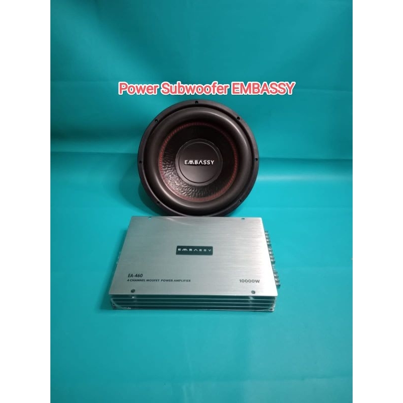 Paket EMBASSY Power EMBASSY seri EA-460 & Subwoofer EMBASSY seri ES-1202J 12inch Audio Mobil