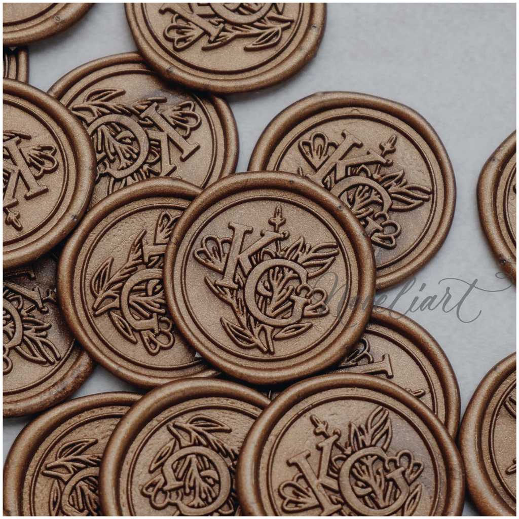 

Wax Seal initial KG GK / wax seal logo KG GK / lilin segel undangan / wax coin siap pakai