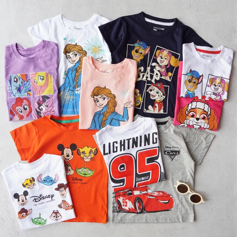 Baby GAP Character Kids Tee | size 2-7y | frozen elsa little pony mickey paw patrol | pakaian baju a