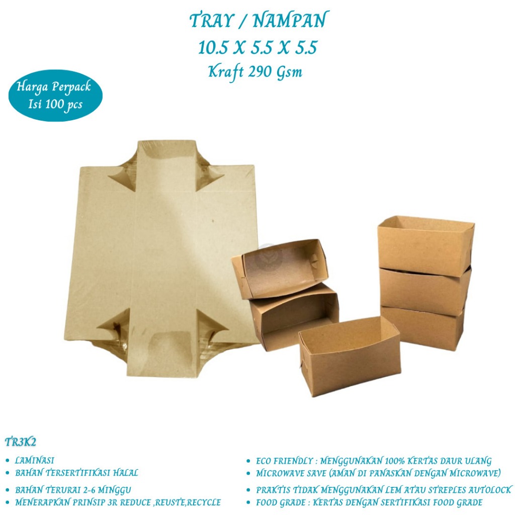 Food Tray Wadah Kentang Paper Food Tray (Isi 100 Pcs-TR3K2)