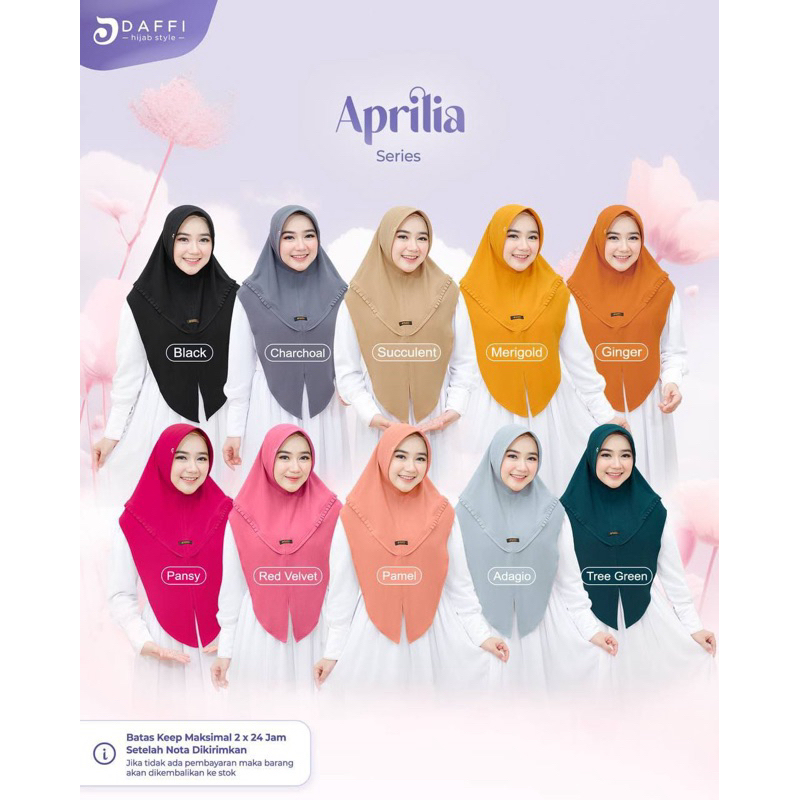 APRILIA Series Hijab Daffi Bergo Instan Pad Antem Cutting Belah Tengah