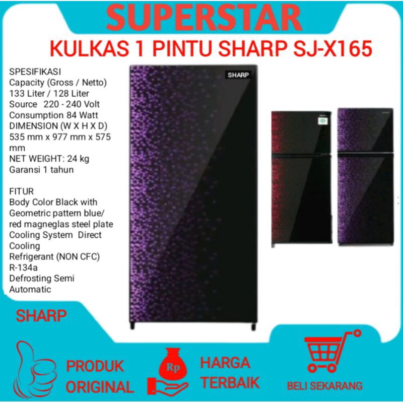 Lemari es satu pintu sharp Sj-x165