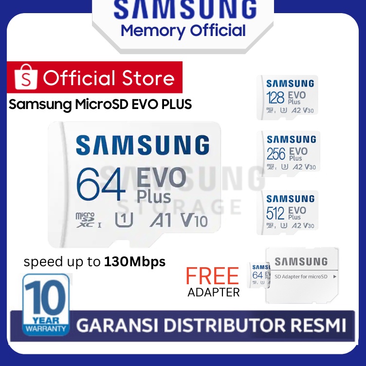 KODE L76W Samsung MicroSD Evo Plus 64GB  128GB  256GB Memory Card HP Micro SD Kartu SD 64 GB Kartu S