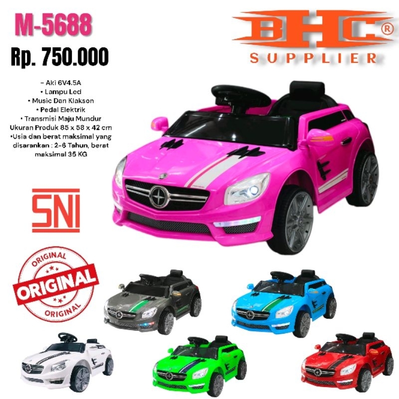 Mobil Aki M5688 Miraine - PMB TOYS Aki 6V4.5A  Lampu Led Music Dan Klakson Pedal Elektrik Transmisi 
