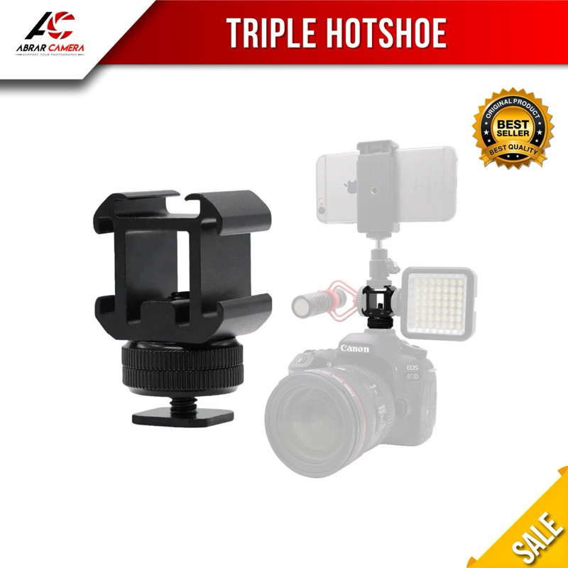 Lvoertuig Camera Mount Hot Shoe Three Head Extend Port Hotshoe Flash Kamera Lighting Microphone LCD 
