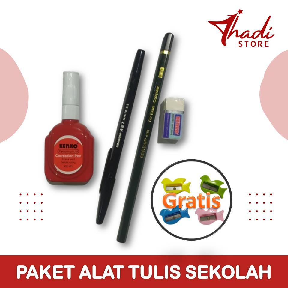

Paket Alat Tulis Sekolah, Pulpen, Pensil, Stipo, Penghapus Kenko