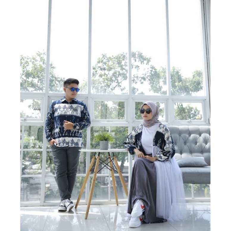 T5 Baju Couple tenun baju Atasan tenun wanita  Kemeja hem pria lengan panjang Grosir lagi