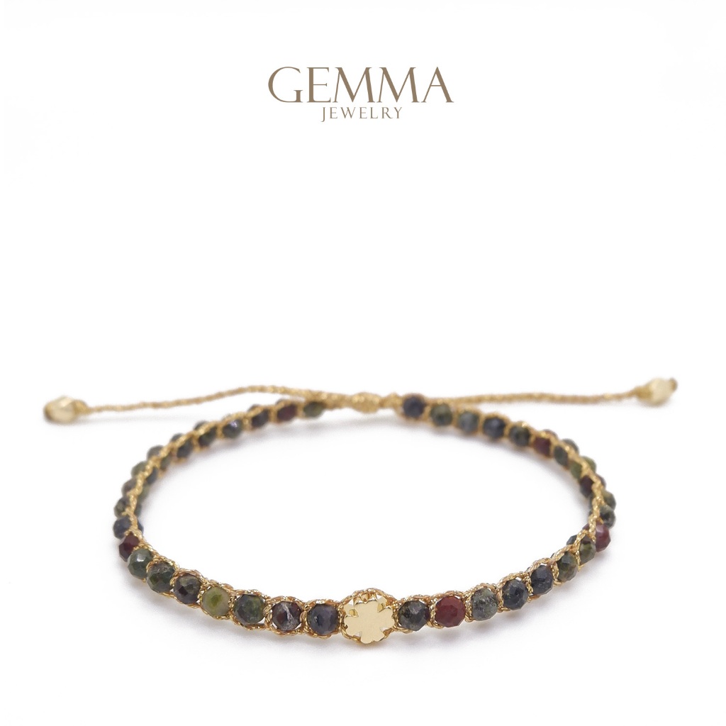 Gemma Jewelry - Dragon Bloodstone Gemstone Bracelet | Gemstone & Anti Karat 14K Gold Plating | Gelan