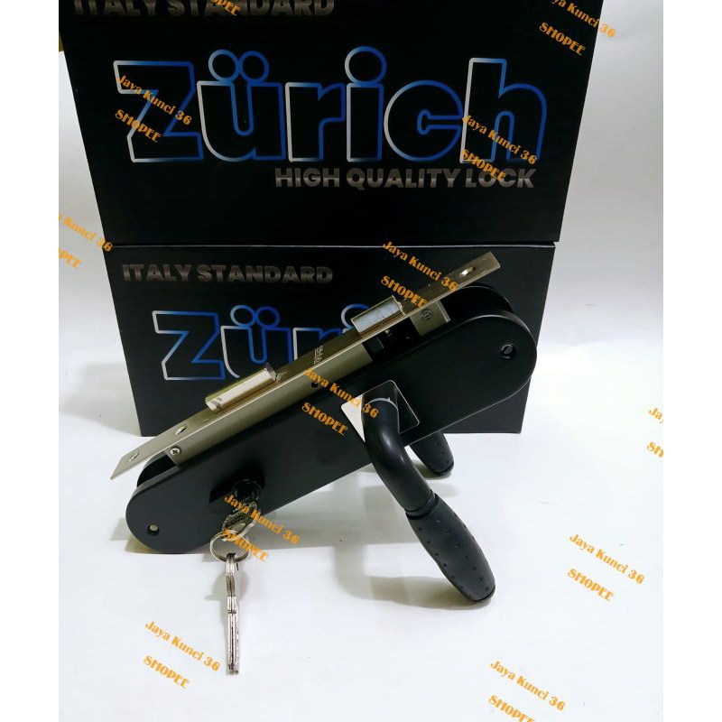 Kunci Pintu Besar BLACK ZURICH / Handle Pintu Besar Hitam 25cm ZURICH