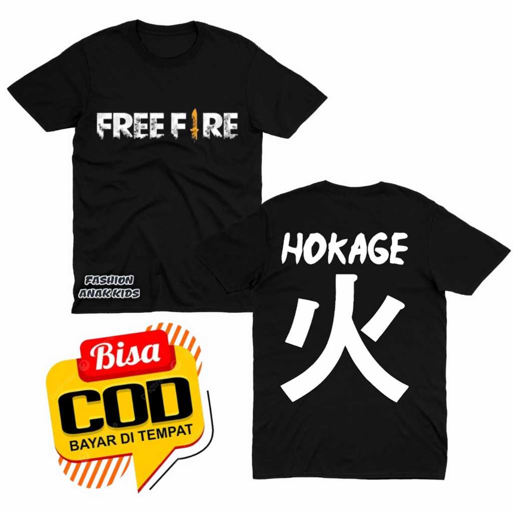 (BISA COD) KAOS ANAK BAJU ANAK FF FREE FIRE SQUAD HOKAGE GAME FF FREE FIRE