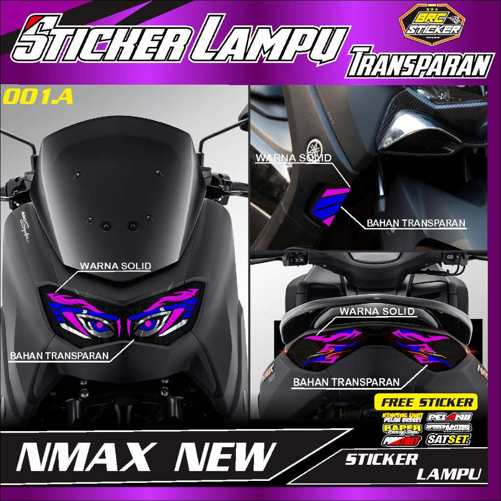 STICKER HATLAM/STICKER LAMPU ALIS NMAX NEW 2020-2023 VARIASI LAMPU ALIS BRC 001