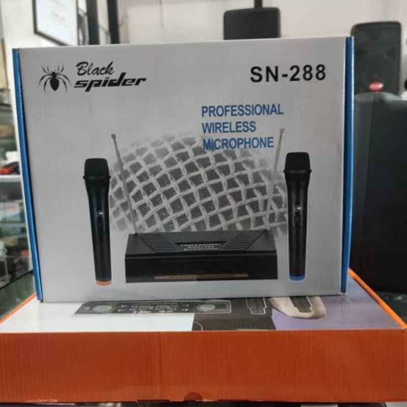 MICROPHOE WIRELESS BLACK SPIDER SN 288 ORIGINAL 2 MIC GENGGAM SN288
