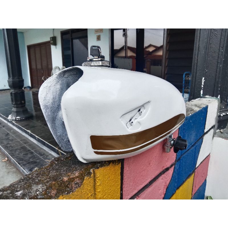 tangki cb glatik k2 ori original cat baru set kran & tutup tangki