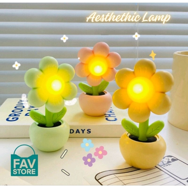 lampu tidur bentuk bunga, lampu hias bentuk bunga, lampu tidur aestethic