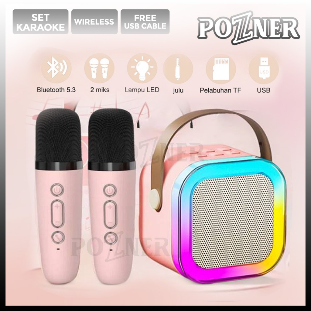 Mini Speaker Karaoke Set Bluetooth Microphone Speaker Mic Wireless Subwoofer Portable Mic Anak