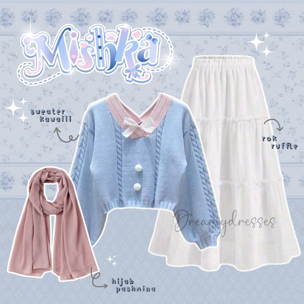 3in1 Set 136B - Setelan Wanita Hijab OOTD Kekinian terbaru Outfit Lebaran OOTD Hijab Korean Style Sw