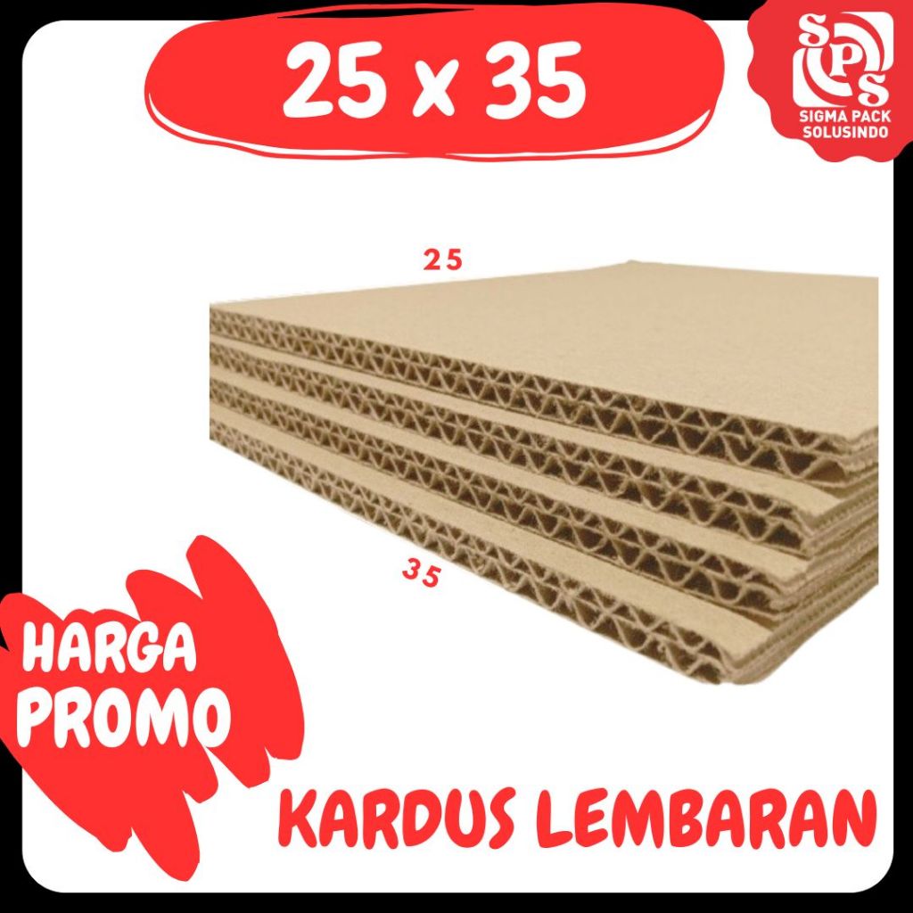

Sheet Lembaran 35x25 / 25x25 / 15x25 Kardus Polos Double Wall Coklat Karton Lembaran Kardus