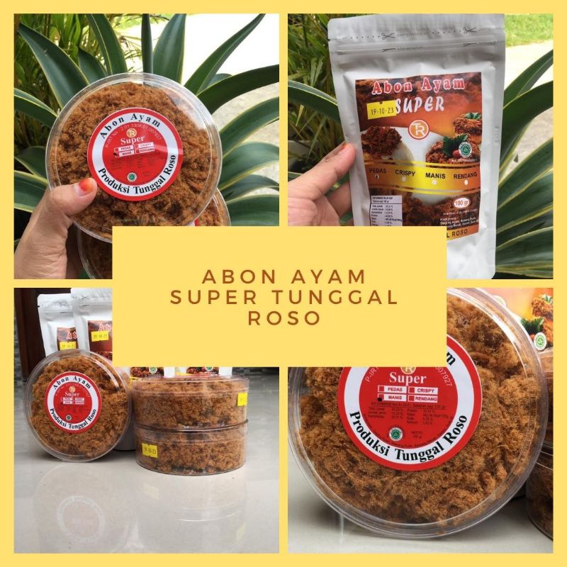 

Abon Ayam Tunggal Roso Paket Toples 4 rasa Pedas Crispy Manis Rendang