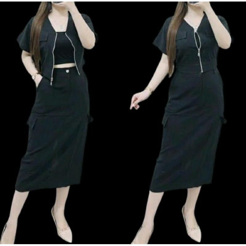 Dizy Skirt One Set Rok Cargo / Setelan Rok Cargo Wanita Kekinian