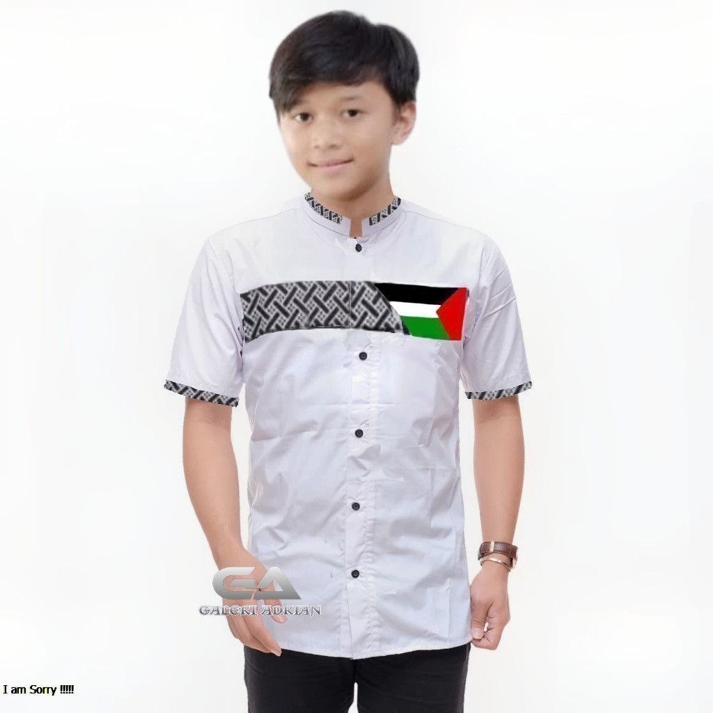 Baju Koko Palestina Anak Masa Kini Laki Laki Cowok Premium Motif Terbaru Elegant Lengan Pendek Murah