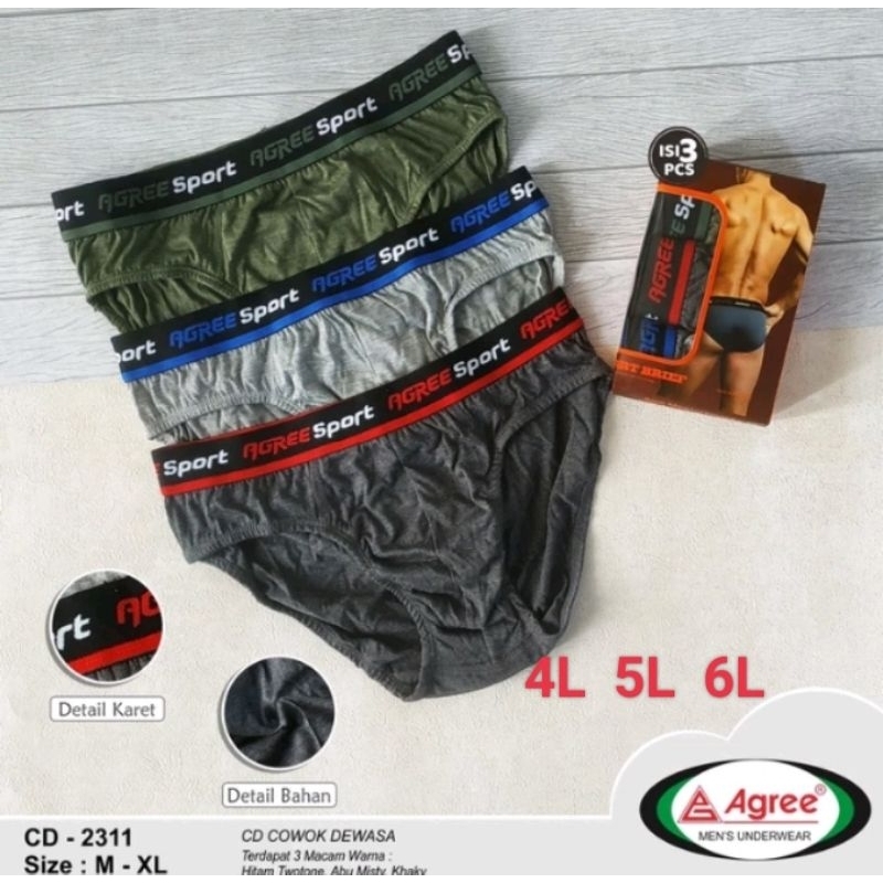 3pcs celana dalam pria BIG SIZE Agree sport 2311B
