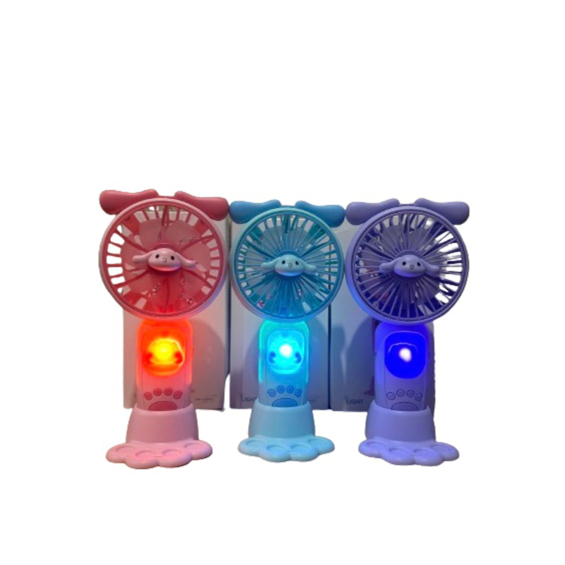 kipas portabel mini led// kipas portabel led karakter warna murah dan pakai carger