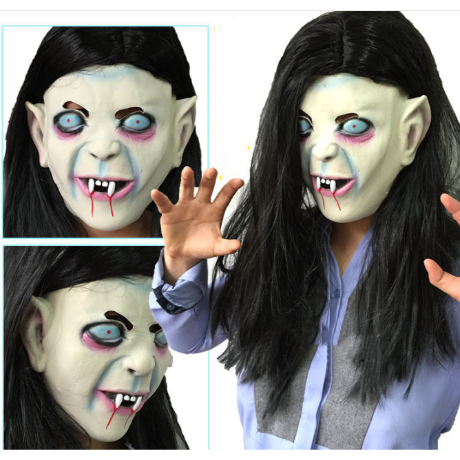 Topeng Wajah SADAKO Creepy Ghost Cosplay Special Halloween dengan Detail Rambut MIRIP SEPERTI ASLI