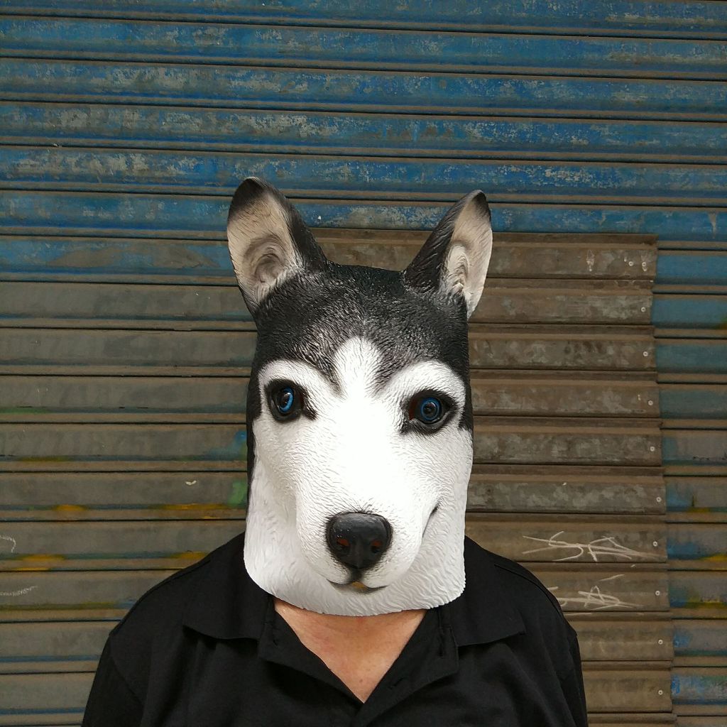 Topeng Cosplay Serigala Galak Topeng Latex Halloween Impor