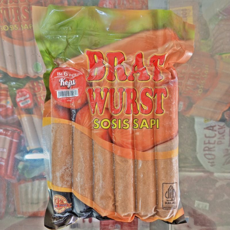 

kingfood bratwurst keju 500gr/ sosis sapi rasa keju/ sosis