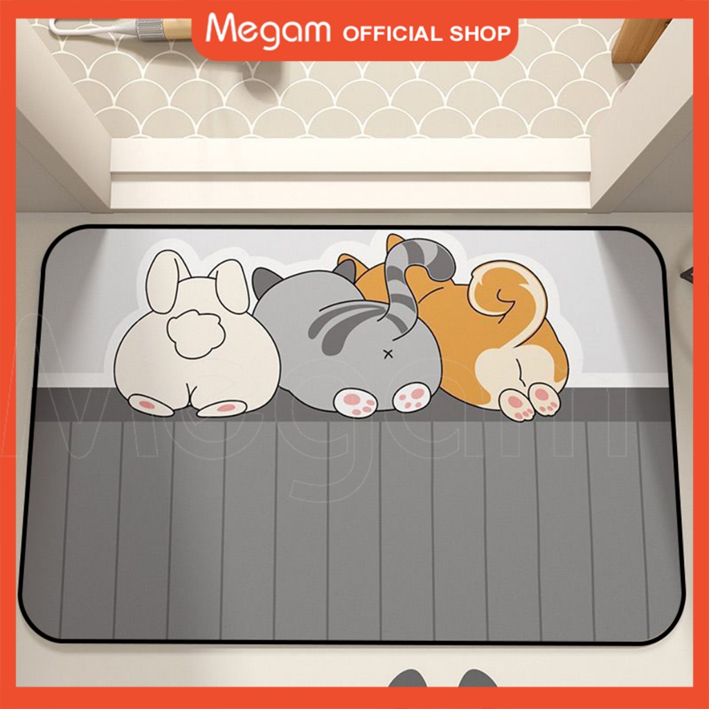 Megam Keset Dapur / Kamar Mandi Anti Slip Kitchen Floor Mat Bahan Crystal Velvet Beludru Serap Air H