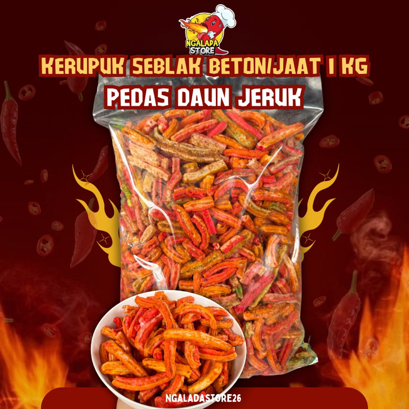 

KERUPUK SEBLAK BETON/JAAT 1KG PEDAS DAUN JERUK